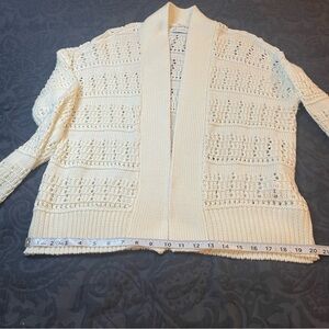 New York & Company Cream Cardigan Sweater with Textured Knit